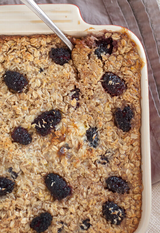 healthy baked blackberry coconut oatmeal