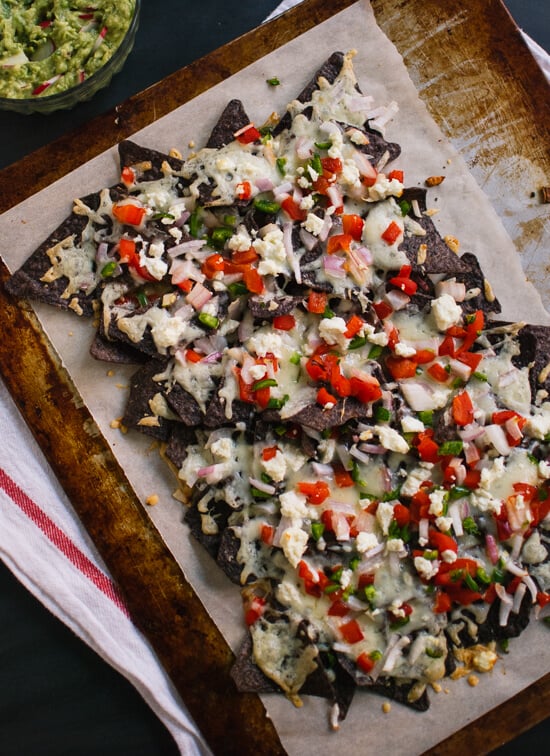 vegetarian blue corn nachos