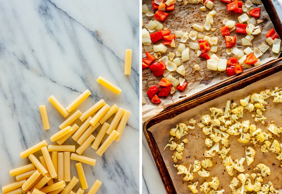 ziti and roasted vegetables