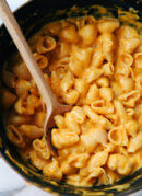 butternut squash mac and cheese in pot
